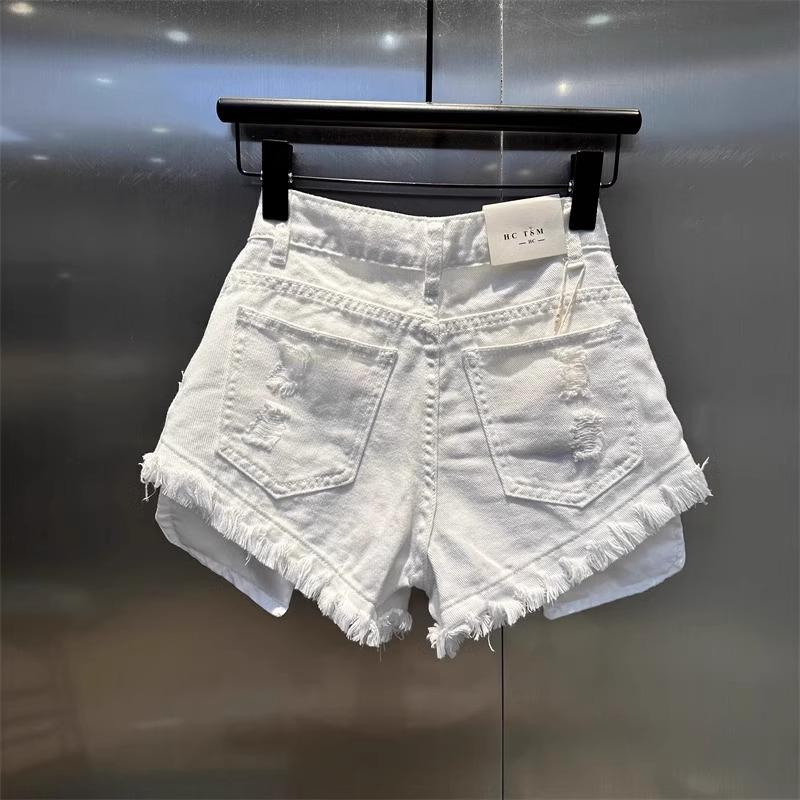 กางเกงขาสั้น แต่งขาด ทรงเอวสูง พร้อมส่งในไทย