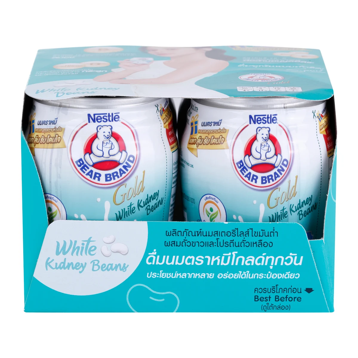 8858705602737 140ML หมีโกลด์ ไขมันต่ำผสมถั่วขาว+ถั่วเขียว (โอ่ง)