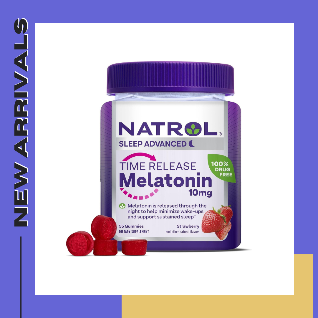 Natrol Time Release Melatonin 10mg, Adult Sleep Gummies, Strawberry-Flavored Gummies, 55 Servings หลับไว หลับดี 55 กัมมี่