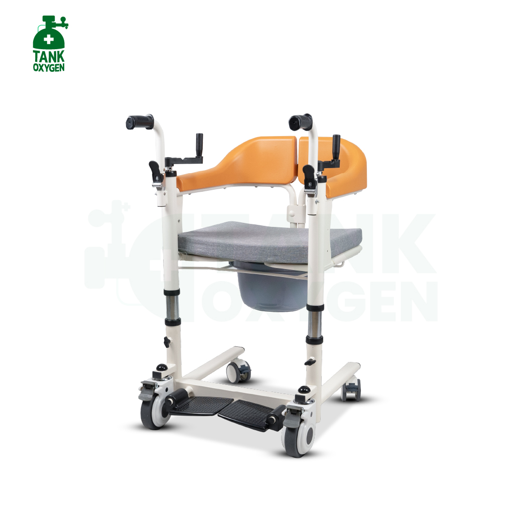 รถเข็นเคลื่อนย้ายผู้ป่วย อเนกประสงค์ รุ่นระบบมือหมุน (Manual Transfer Chair) - รับประกัน 2 ปี