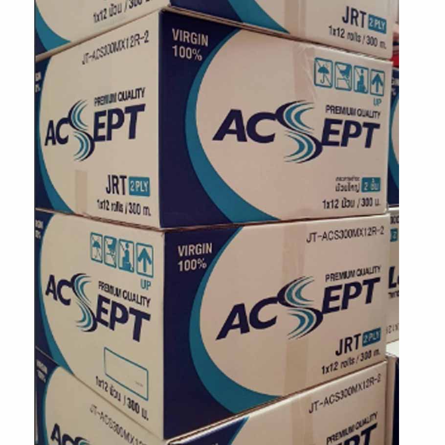 กระดาษชำระม้วนใหญ่ Acsept 2 PLY 300M