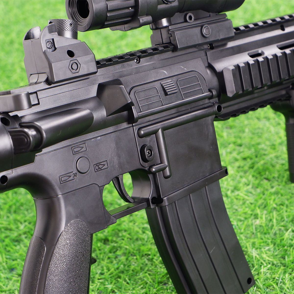 (37)HK416 สีดำ ปืนเจลไฟฟ้า ของเล่น ยิงรัวได้ ชักยิงได้