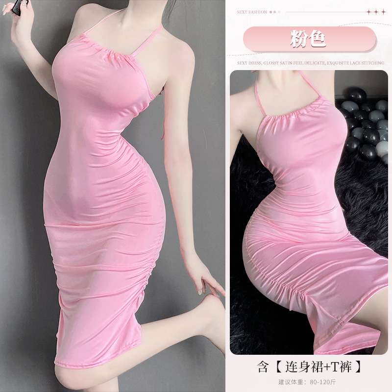 ชุดเดรสสายเดี่ยว ชุดนอน X8607-P