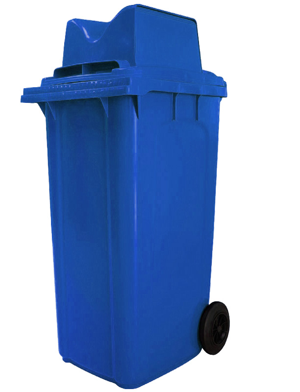 ถังขยะพลาสติก มีล้อเลื่อน ฝา2ช่องทิ้ง ขนาด 120 ลิตร