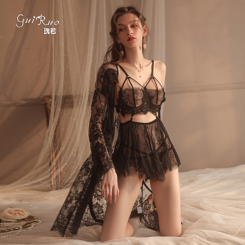 ชุดนอน ซีทรูลูกไม้ ชุดนอนเซ็กซี่ ชุดถ่ายแบบเซ็กซี่ รหัส X176-B