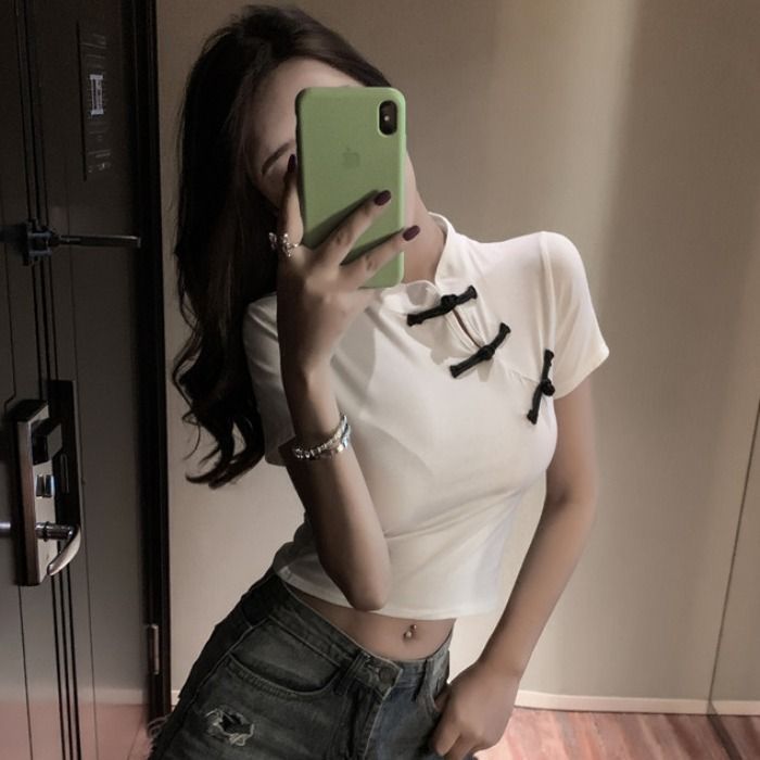 เสื้อยืดแขนสั้นเซ็กซี่ กี่เพ้า เสื้อตรุษจีน CN2325