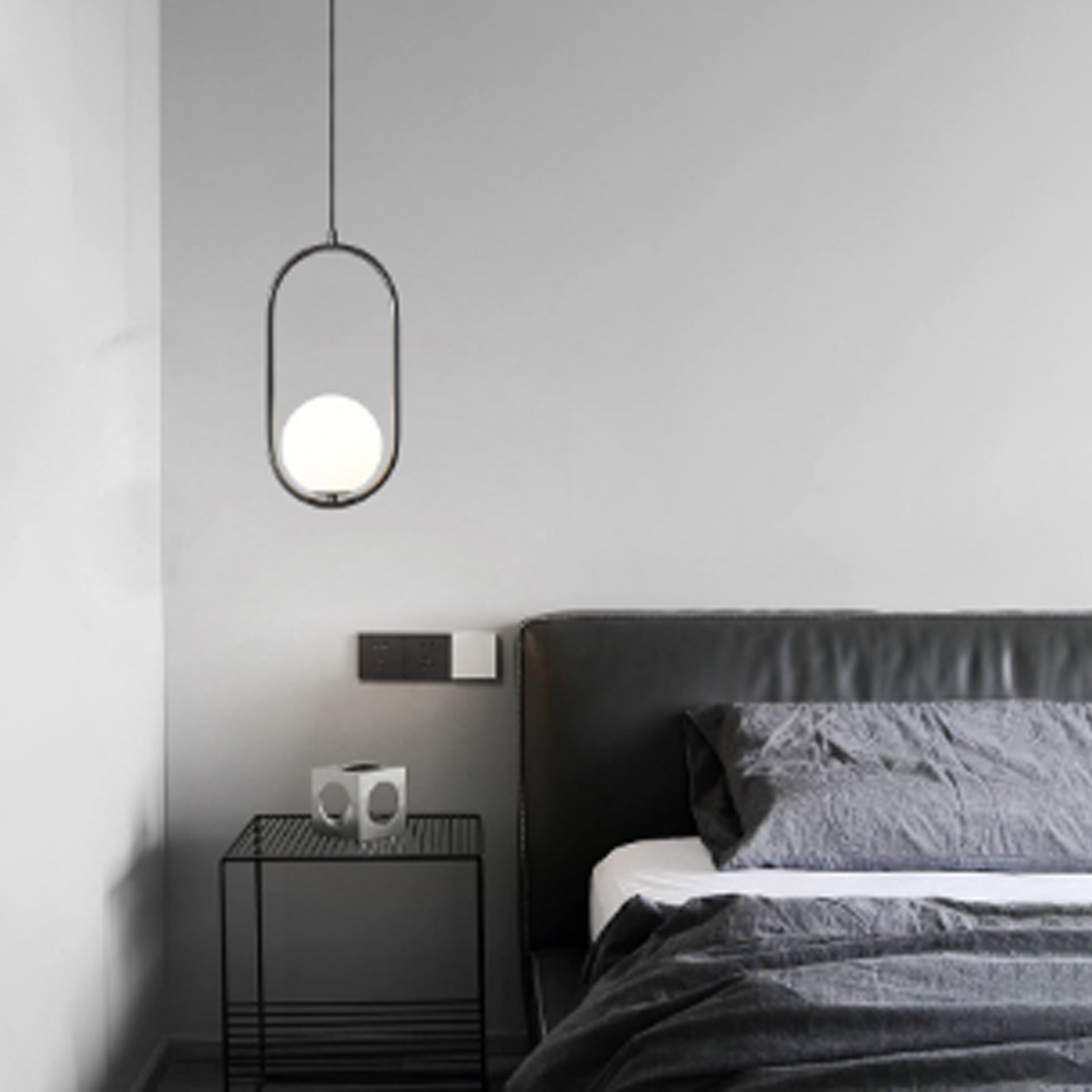 โคมไฟแขวนเพดาน Pendant Lamp All copper glass, Black Color LED E14