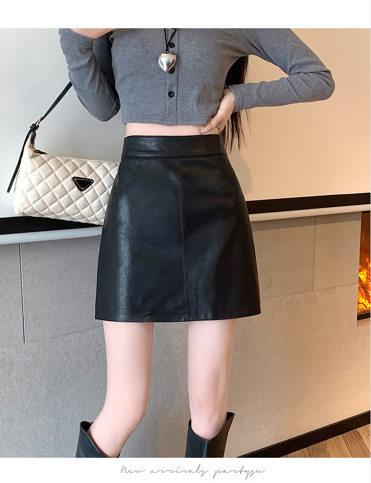 กระโปรงหนัง มีซับในกางเกง JB452 พร้อมส่งในไทย