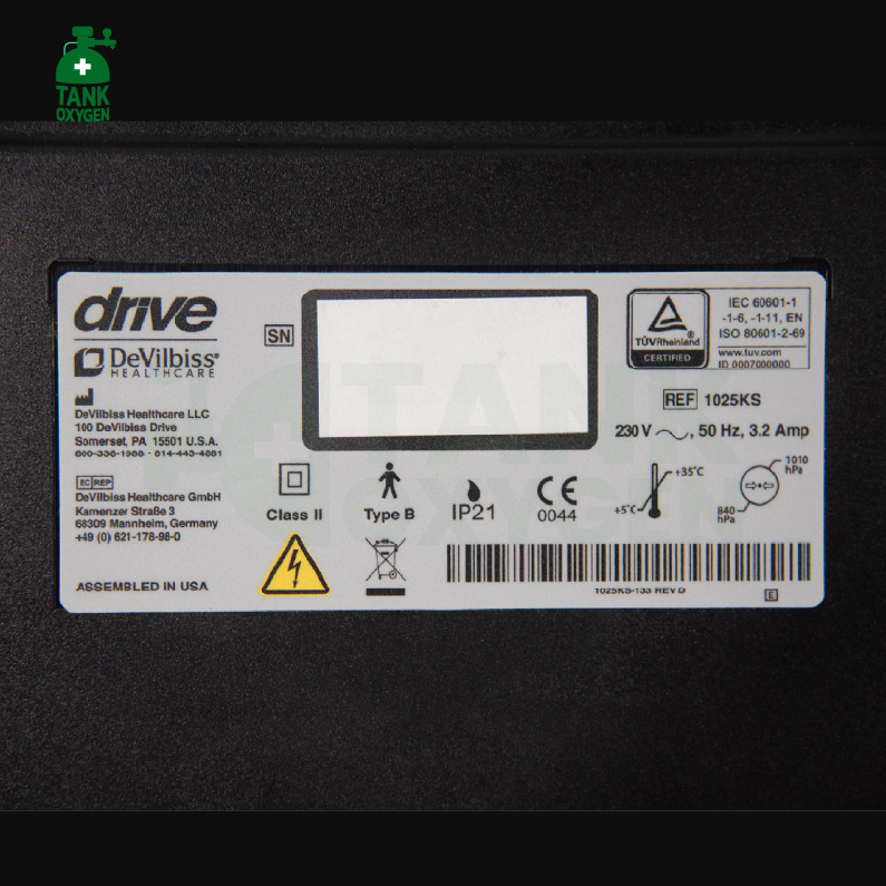 Devilbiss รุ่น 1025KS เครื่องผลิตออกซิเจน 10 ลิตร แรงดันสูงใช้กับคนไข้เจาะคอ ประกันศูนย์ไทย 3 ปี