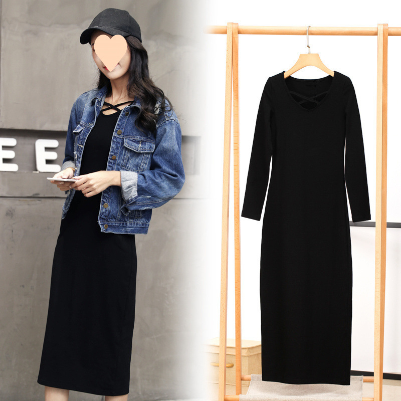 พลัสไซส์ เดรสดำแขนยาว CN575