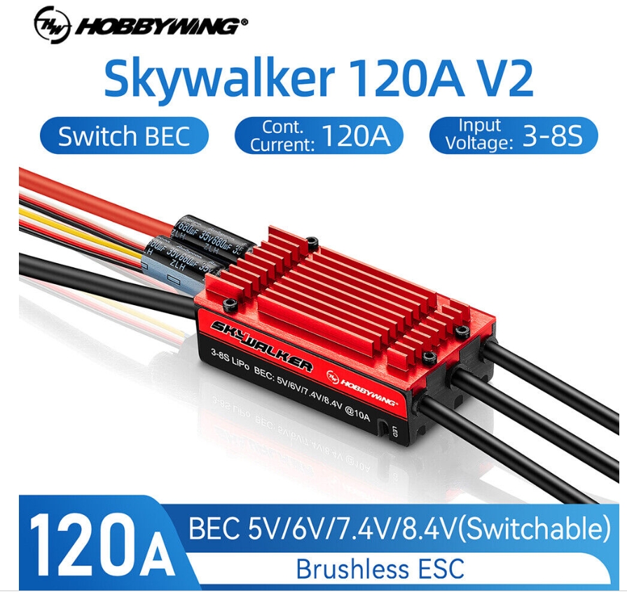 HobbyWing SkyWalker 120A-V2-UBEC Brushless Electric Adjustable Fixed Wing Belt Reverse Thrust