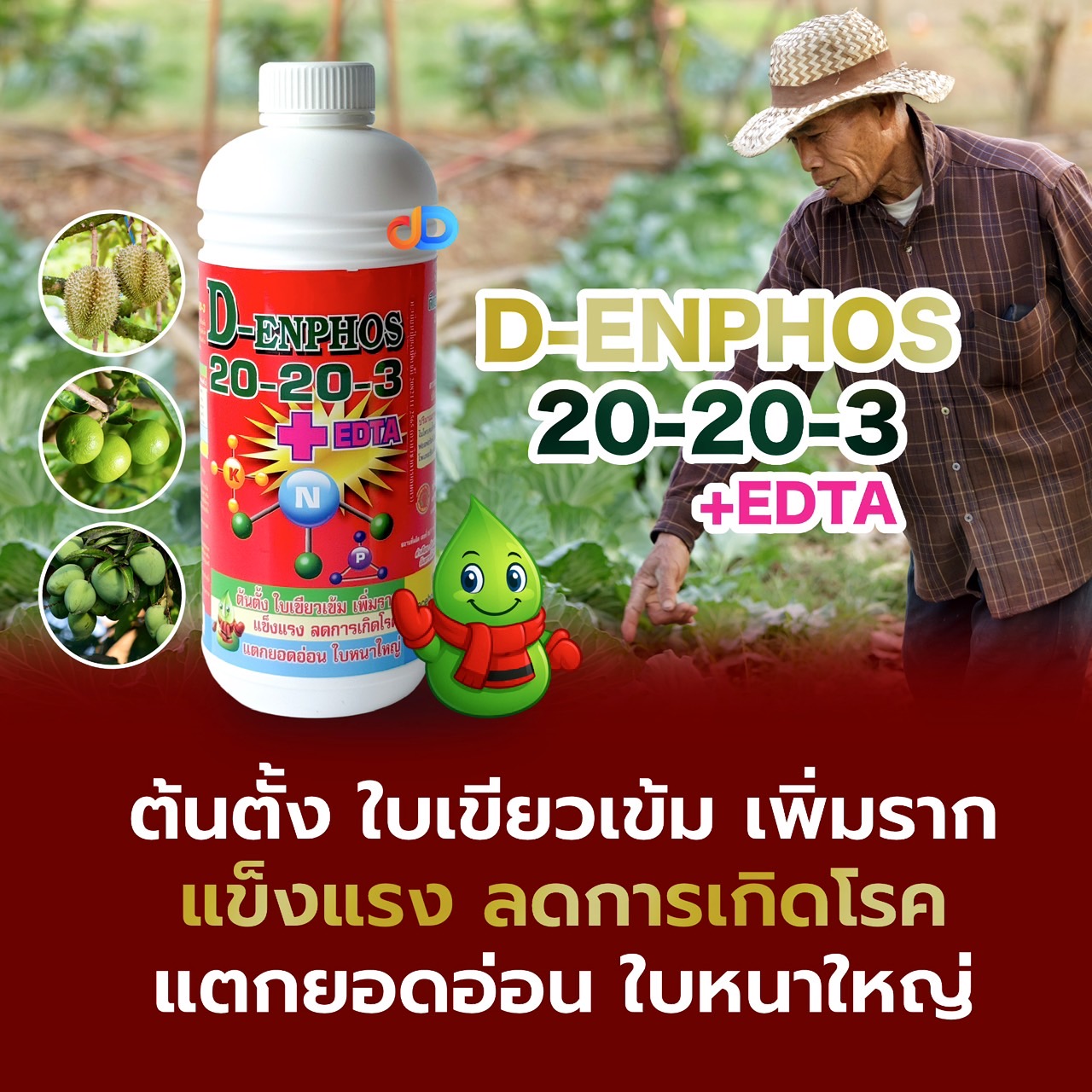 ปุ๋ยน้ำ 20-20-3 + EDTA Mg S ขนาด 1 ลิตร ใบเขียวเข้ม เพิ่มราก แข็งแรง ลดการเกิดโรค แตกยอดอ่อน ใบหนาใหญ่