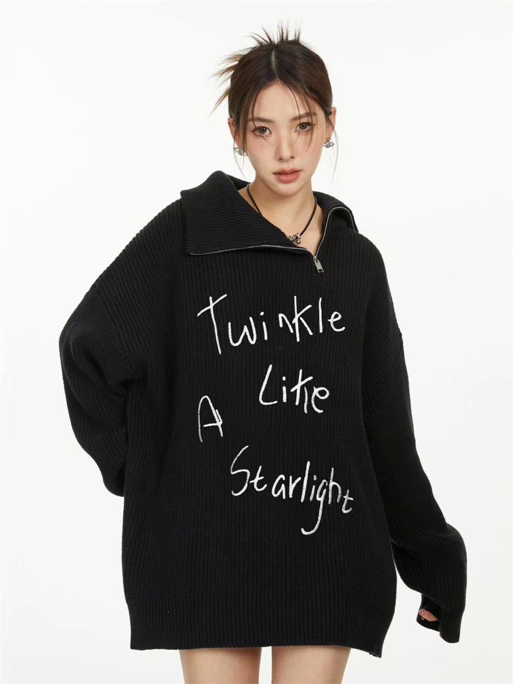 เสื้อแขนยาว ไหมพรม Over size รหัส A100 สินค้าพร้อมส่ในไทย