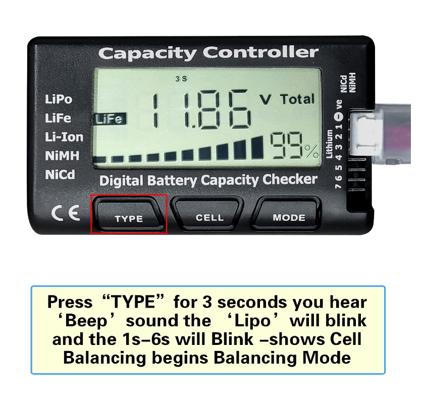Lipo Battery Checker Digital Battery Capacity Checker Capacity Controller CELLMeter-7 Battery Balancer Tester LCD for LiPo/Life/Li-ion/NiCd/NiMH Battery
