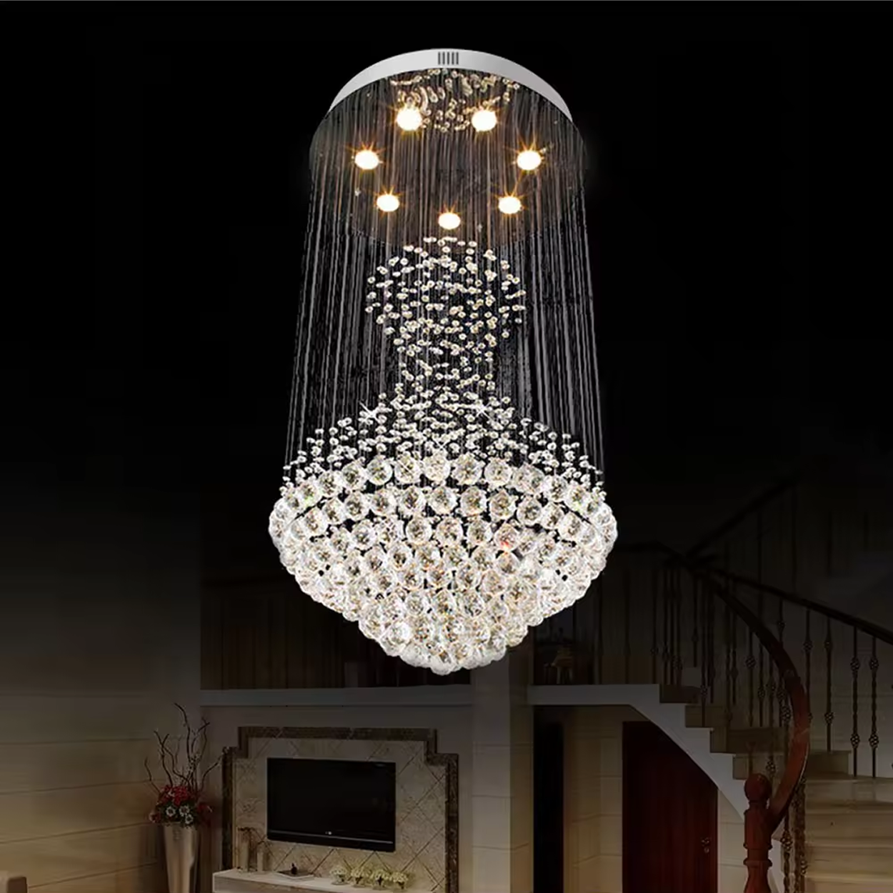 โคมไฟระย้า คริสตัล Chandelier crystal Steel + Crystal Led GU10
