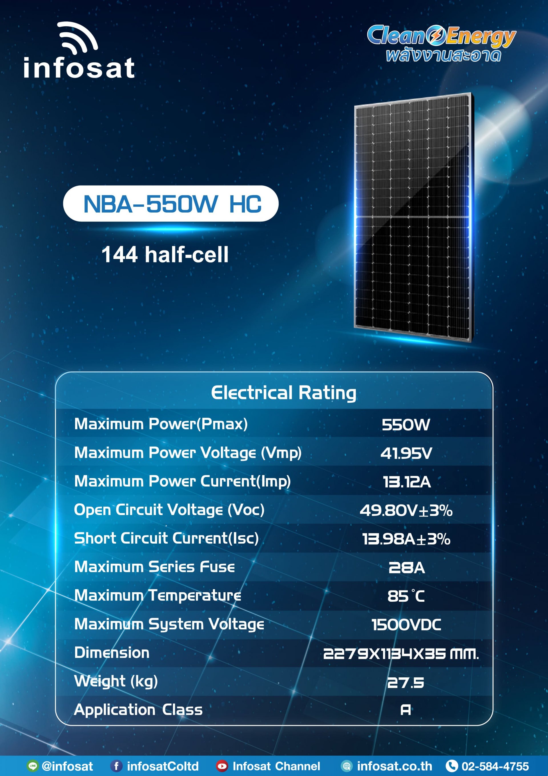 ชุดแนะนำรวมติดตั้ง ชุด On-Grid 2000W รุ่น NBA-550W. HC Mono 4 แผง
