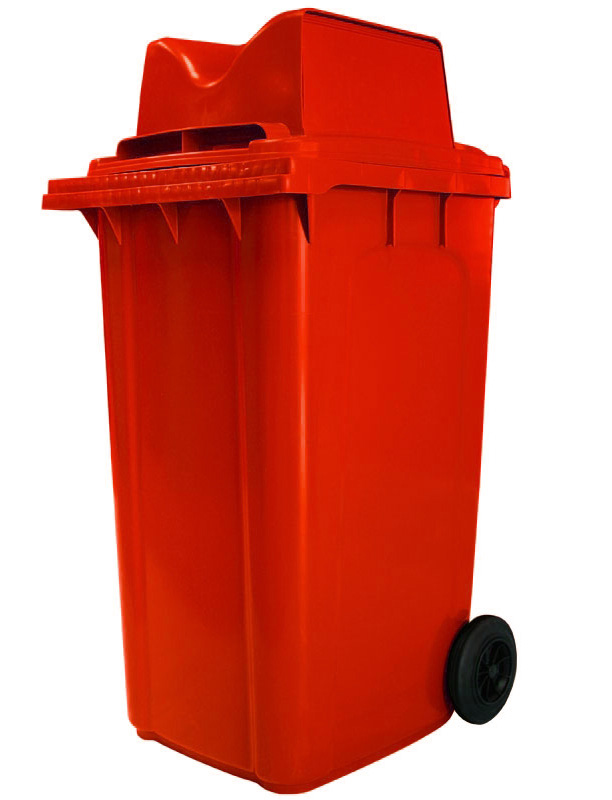 ถังขยะพลาสติก มีล้อเลื่อน ฝา2ช่องทิ้ง ขนาด 240 ลิตร