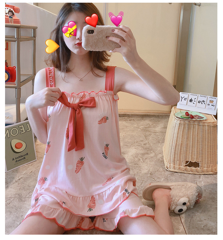 ชุดนอน set 2 ชิ้น แครอทชมพู น่ารักๆ SL013