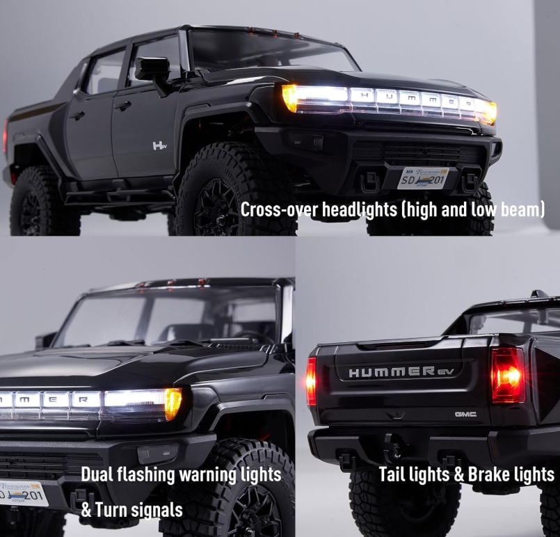 FMS 1:18 FCX18 Hummer EV Pickup Truck RTR รถสเกลสมจริง แบบพร้อมเล่น ขับเคลื่อน 4ล้อ ระบบเกียร์ 2สปีด โช๊ค และ ข้อต่อ เป็นโลหะ มีไฟหน้า ไฟท้าย ไฟเบรค