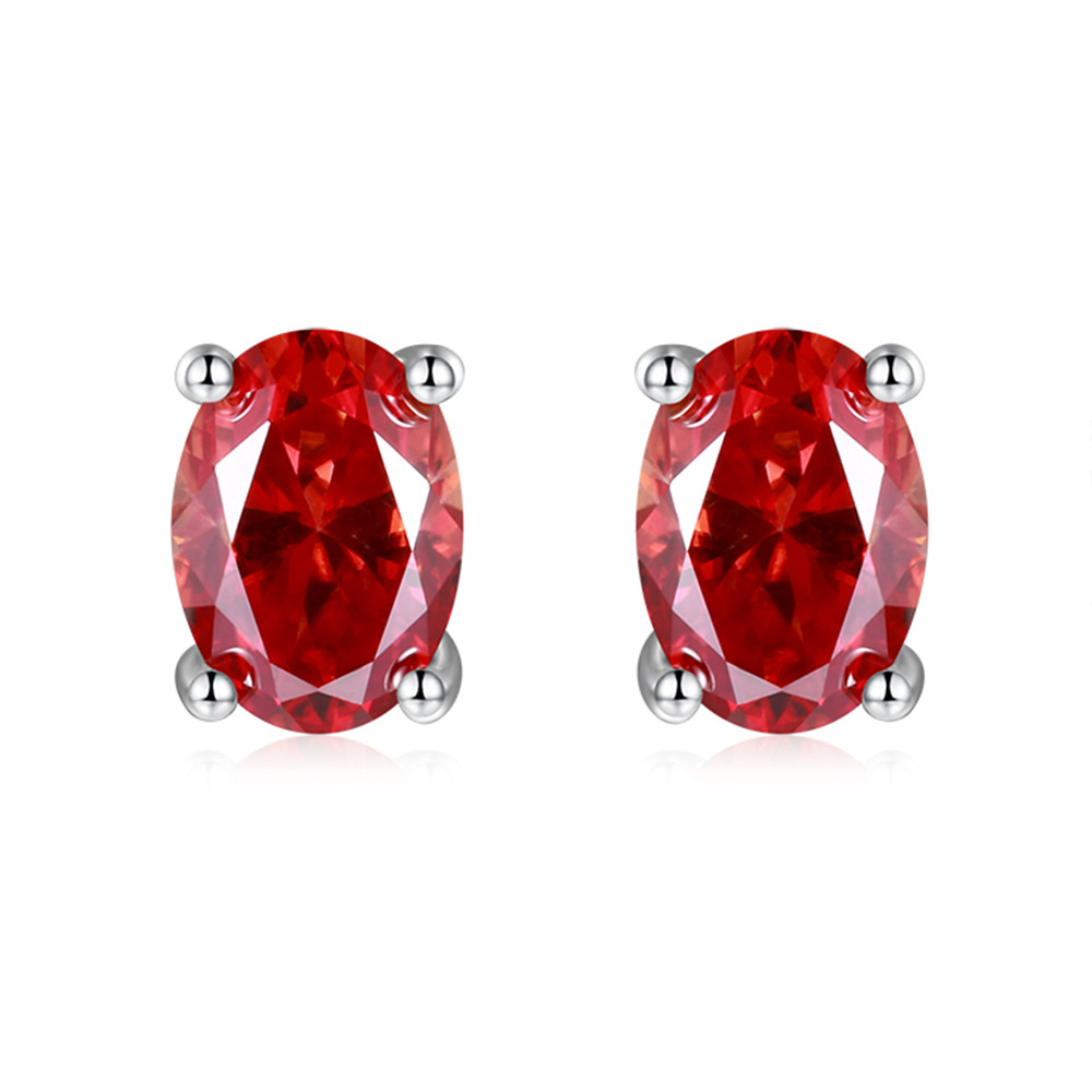 [สั่งผลิต] E3-0009-Red ต่างหูเพชรโมซาไนท์ 2 กะรัต