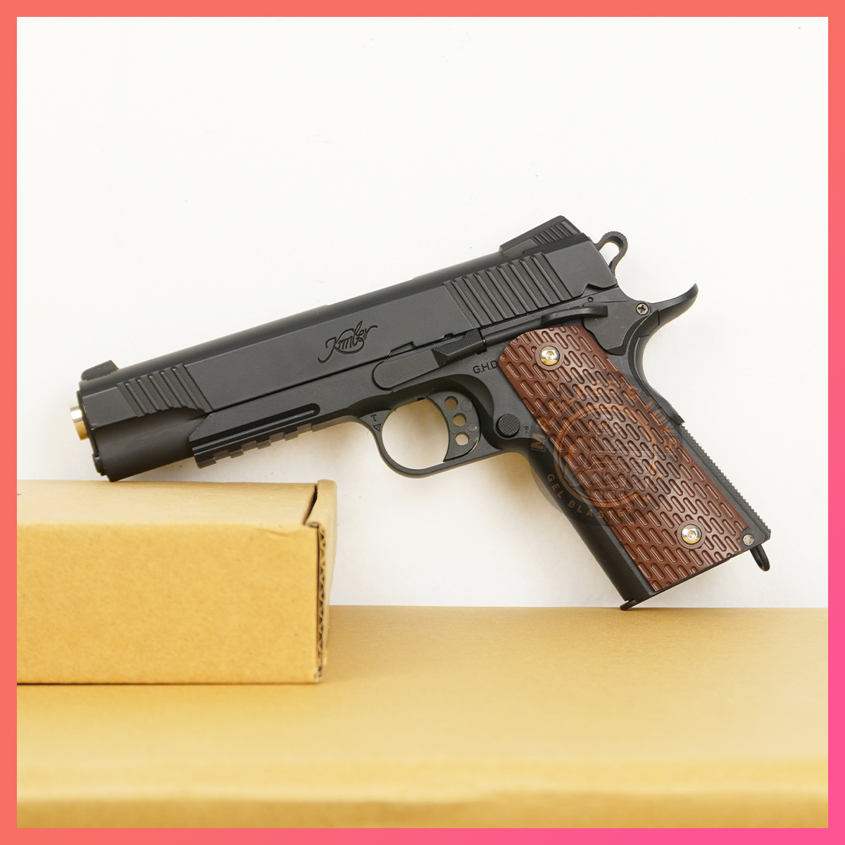(60B)M1911 Kimber สีดำ(แม็กกาซีน,สไลด์,ปะกับปืนเป็นโลหะ) ปืนเจล ชักยิงทีละนัด