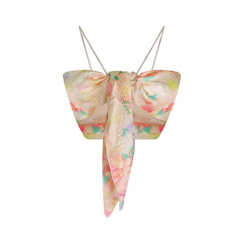 เสื้อครอป สายเดี่ยว ผูกหน้า CN2380