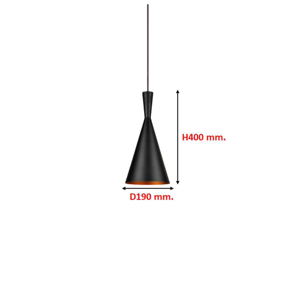 โคมไฟแขวนเพดาน Pendant Lamp Alminum Black LED E27x1 IP20
