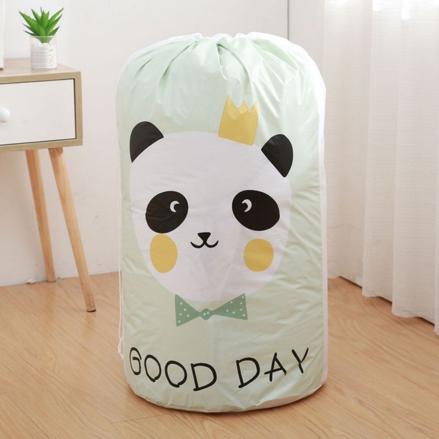 ถุงเก็บของ เก็บเสื้อผ้า เก็บผ้านวม ผ้าห่ม ไซส์จัมโบ้ รูปหน้าหมี ครีม-ขาว
