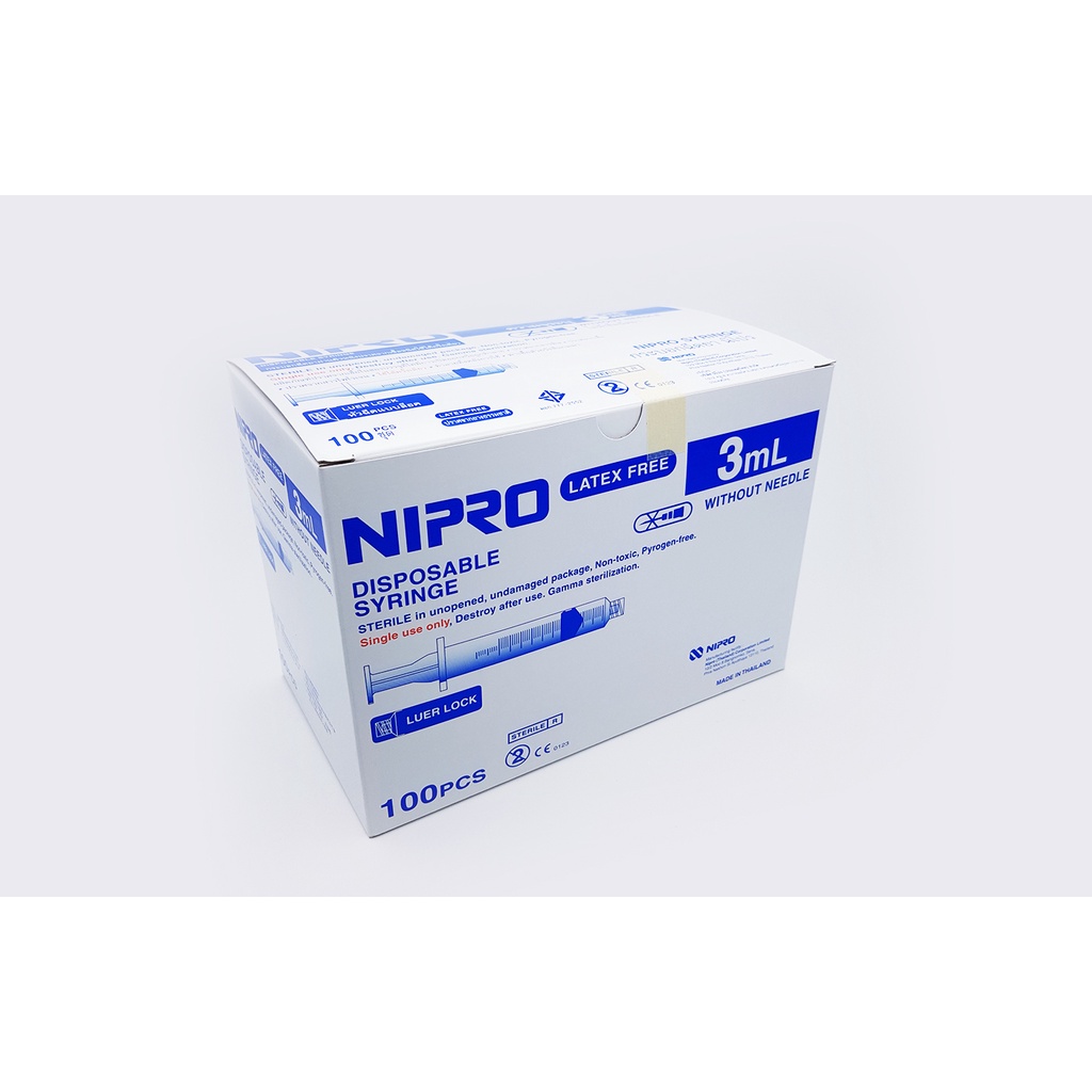 กระบอกฉีดยาปราศจากเชื้อชนิดใช้ครั้งเดียว ขนาด 3 มิลลิลิตร (Syringe 3 ml) รุ่น Nipro