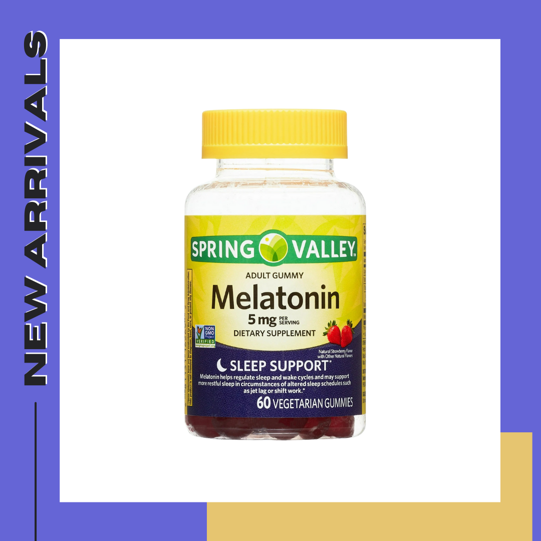 Spring Valley Melatonin Pectin Dietary Supplement Gummies, Strawberry, 5 mg, 60 Count