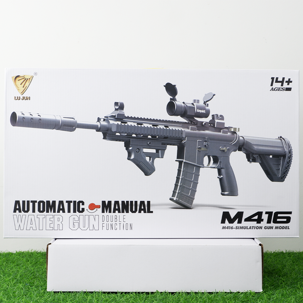 (21)M416 สีดำ ปืนเจลไฟฟ้า ของเล่น ยิงรัวได้ ชักยิงได้