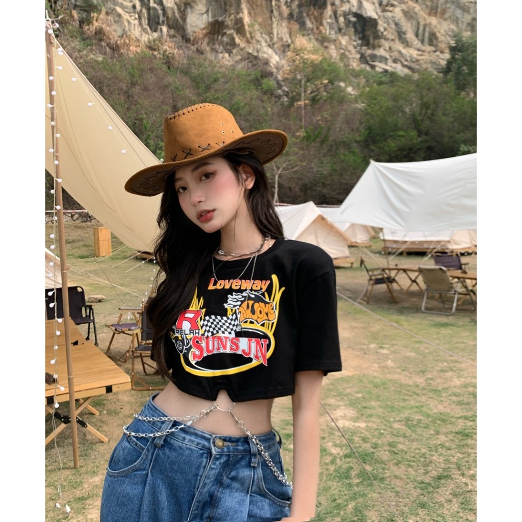 เสื้อครอปโซ่ เสื้อสตรีท สาวเท่ รหัส CN928