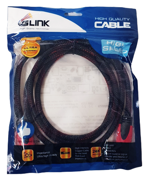 GLINK-09 HDMI M/M สายถักแดง