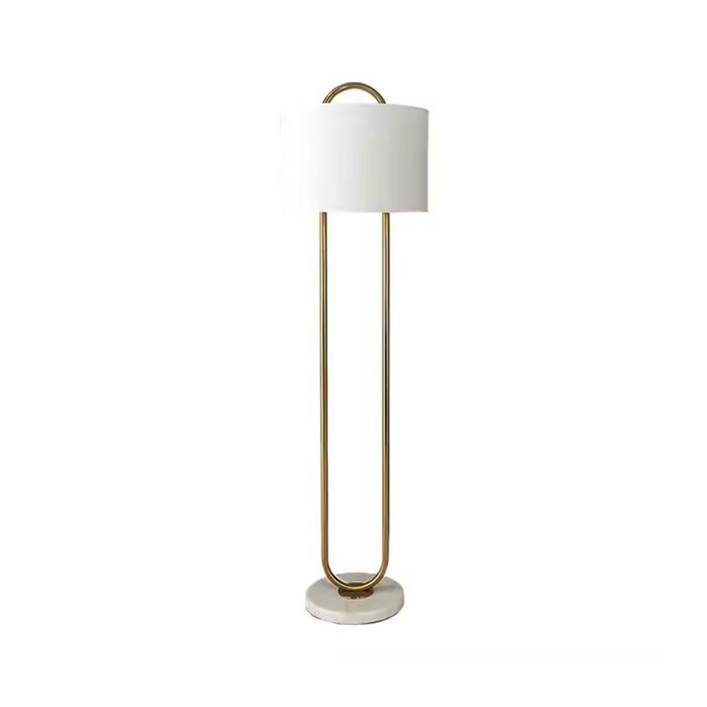 โคมไฟสไตล์โมเดิร์นคลาสสิก Modern Classic Floor Lamp Iron + Marble + Fabric Gold + White LED E27x1