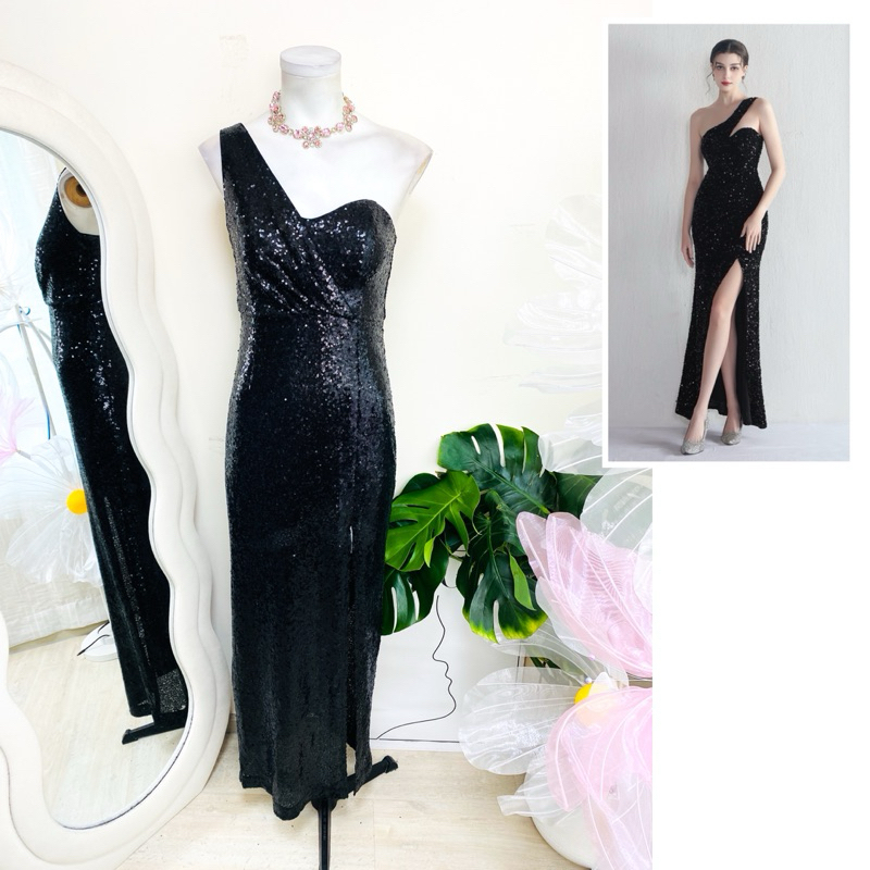 ไซด์ S แบรนด์ pilglim แท้ 100%🌸Maxi dress เดรสยาว ไหล่เดี่ยว งานเกล็ดวิบวับ สีดำสนิท ใส่ออกงาน เดรสออกงาน ชุดปาร์ตี้(14)