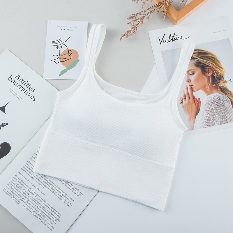 เสื้อกล้ามครอป สีพื้น มีฟองน้ำในตัว สำหรับผู้หญิง (SP025)