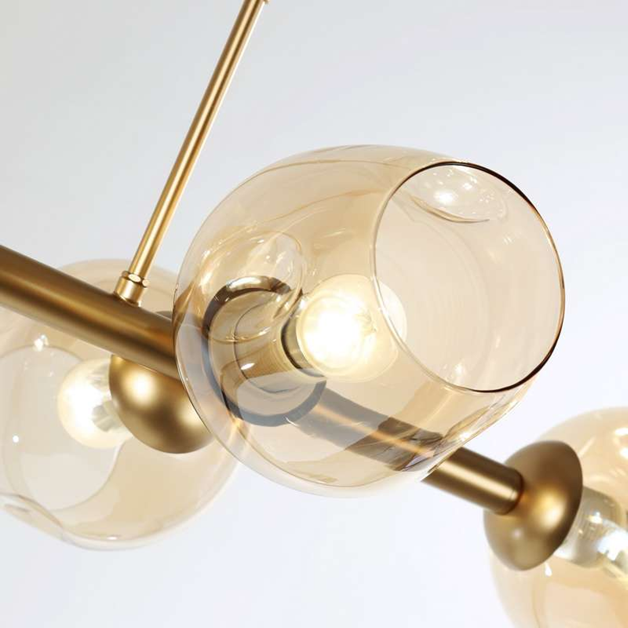 โคมไฟช่อ โคมไฟแขวนเพดาน Pendant lamp Steel + Glass Shade E27x 6