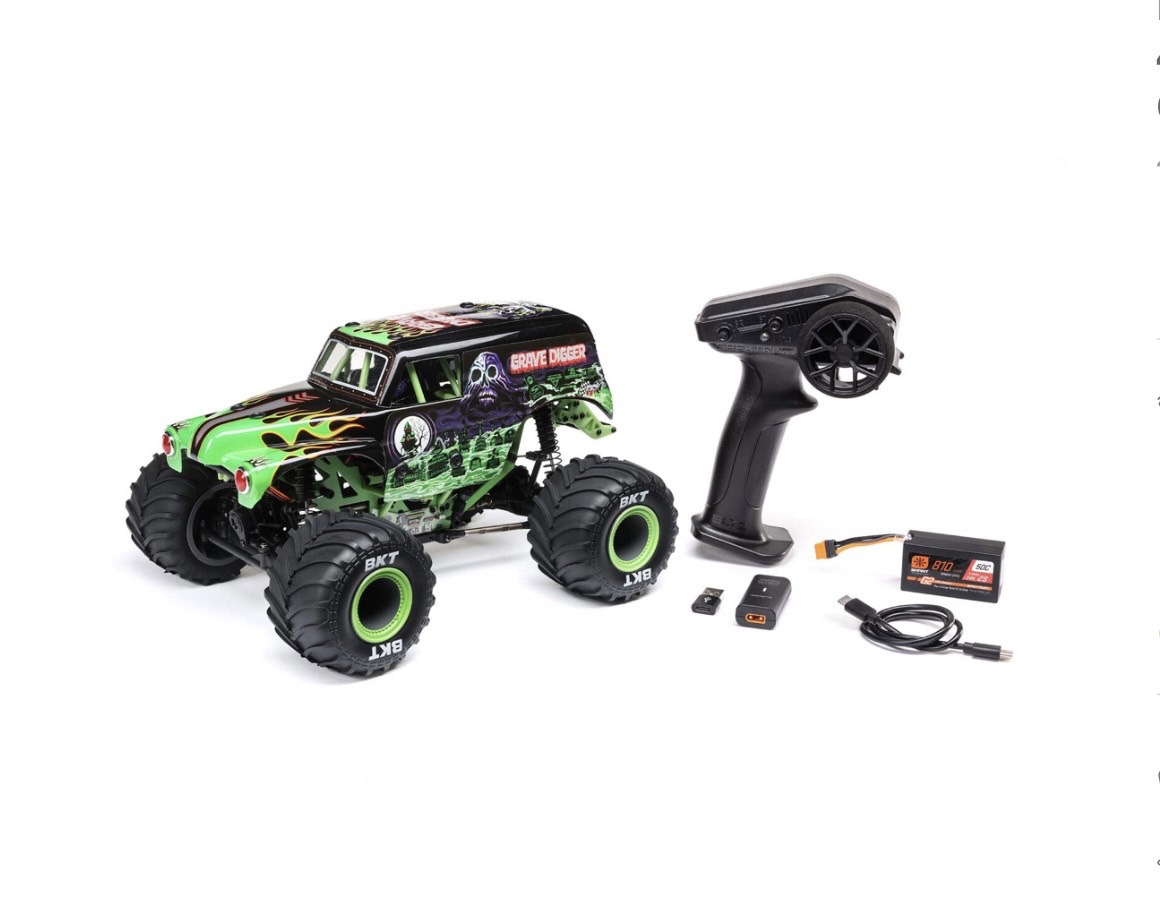LOS01026T1 1/18 Mini LMT Grave Digger 2S 4X4 RTR Brushed Monster Truck (Battery & Charger Included