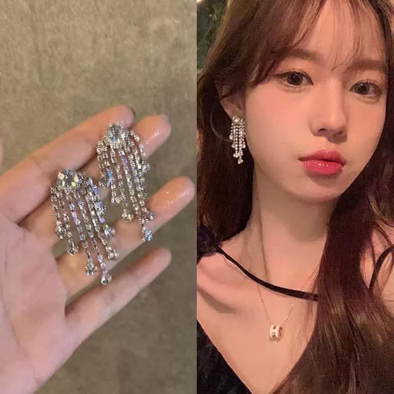 ต่างหูเงิน ต่างหูเพชร ต่างหูยาว พร้อมส่งในไทย