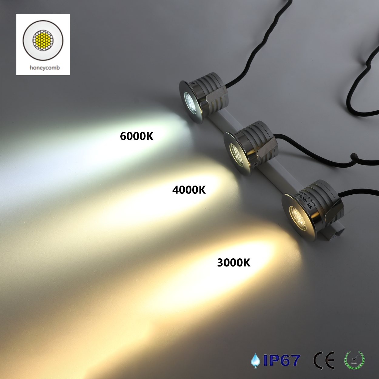 โคมไฟฝังพื้น Inground Up light Round 304 Stainless Steet + Aluminum lamp body LED 3W DC12V-24V IP67