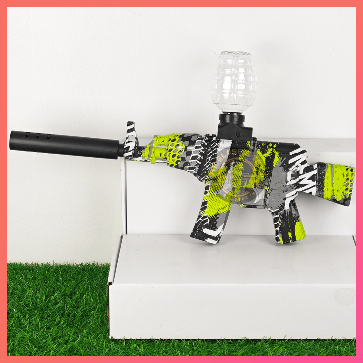 (01)AKM47 mini สีเขียวลายกราฟิกตี้ ปืนเจลไฟฟ้า