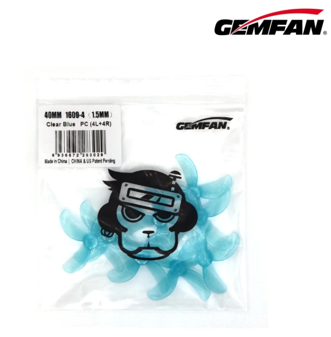 Gemfan 1609-4 40mm 4-Blade PC Propeller 1mm 1.5mm for FPV Freestyle 1S Tinywhoop 1ถุง 8ใบ สุ่มสี