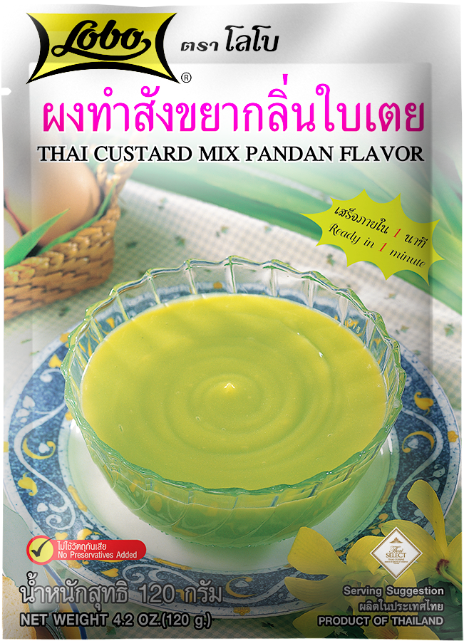 ผงทำสังขยากลิ่นใบเตย 120 กรัม / Thai Custard Mix Pandan Flavour 120 gram.