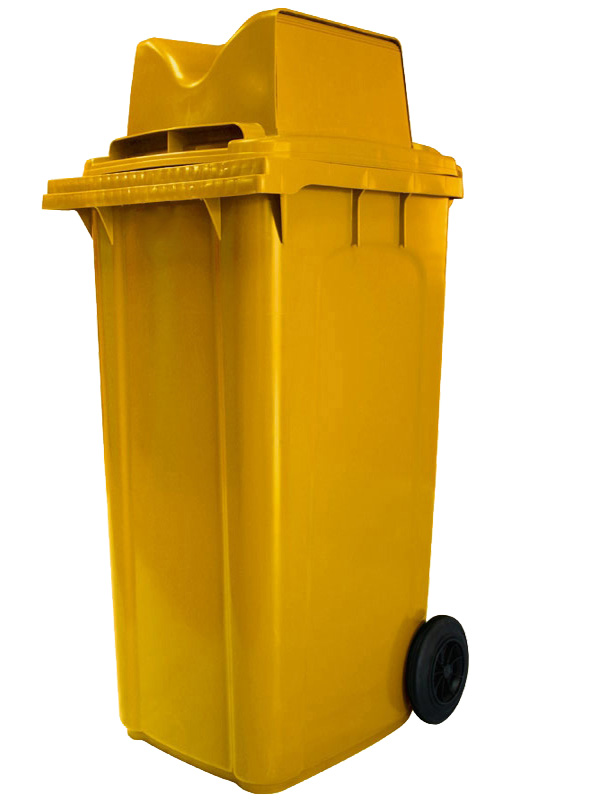 ถังขยะพลาสติก มีล้อเลื่อน ฝา2ช่องทิ้ง ขนาด 120 ลิตร