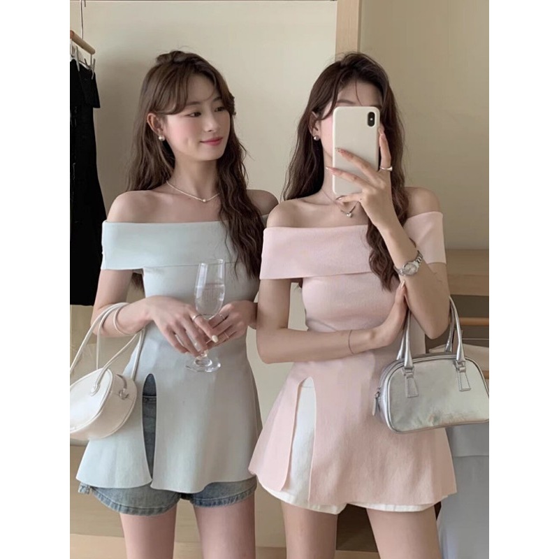 เสื้อไหมพรม ปาดไหล่ รหัส รหัส A406