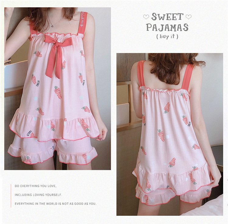 ชุดนอน set 2 ชิ้น แครอทชมพู น่ารักๆ SL013