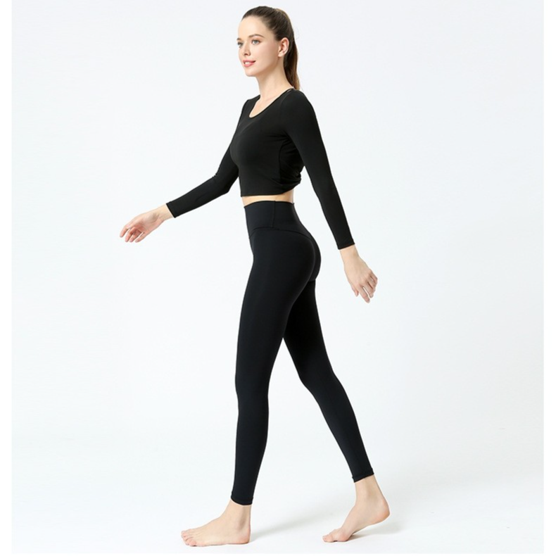 เสื้อออกกำลังกาย โยคะ เสื้อแขนยาวสีดำ SP041