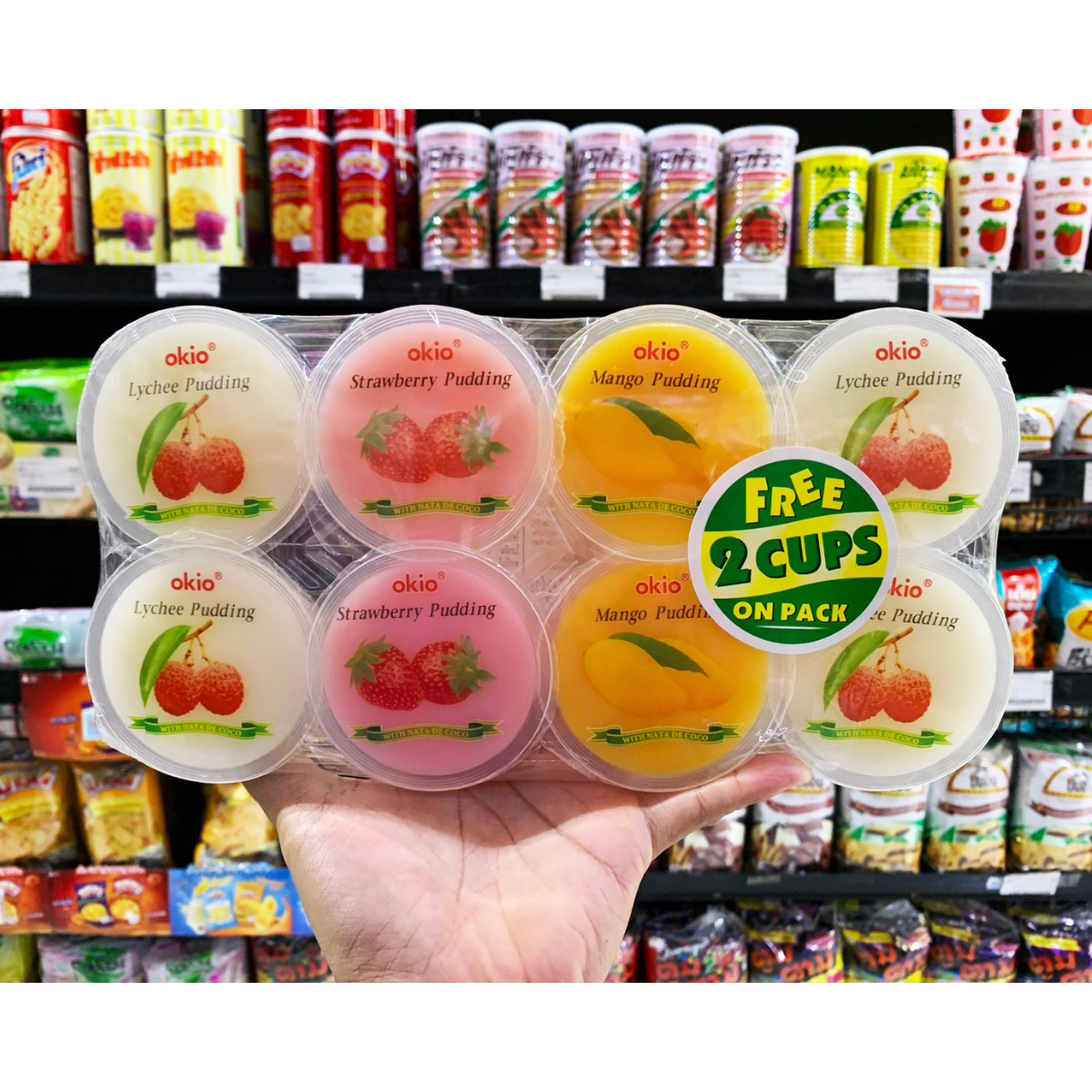 9556437009259 ขนมพุดดิ้งสอดไส้วุ้นมะพร้าวรวมรสผลไม้ 640g. (6+2ถ้วย)