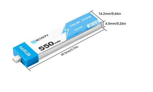 แบตเตอรี่ 1เซล BETAFPV BT2.0 550mAh 1S Battery