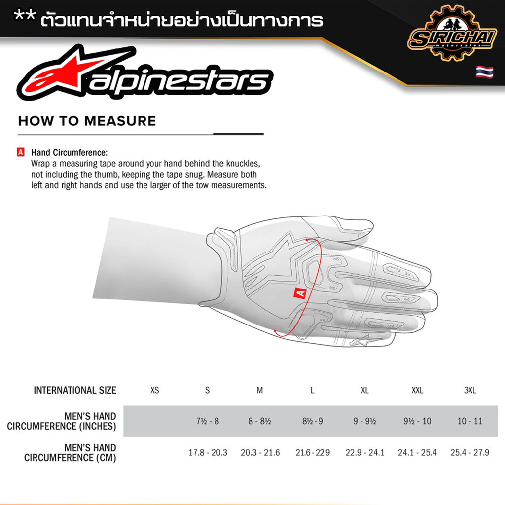 ถุงมือมอเตอร์ไซค์ ถุงมือ Alpinestars Full Bore Gloves Black ของแท้ 100%✅